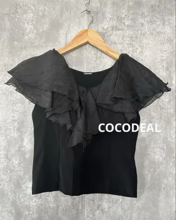 COCODEAL 코코딜 오간자 프릴 니트 상의 블랙