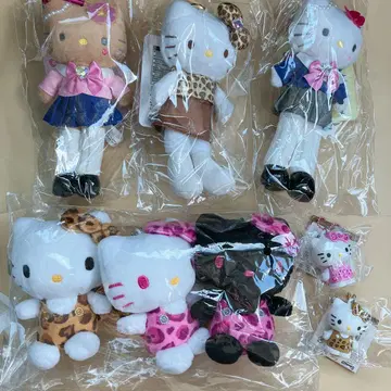 산리오 헬로키티 갸루 레오파드 무늬 키링 세트