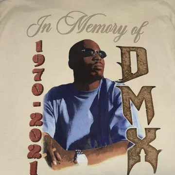초레어 DMX 추모 오버 사이즈 티셔츠 1970-2021 L 사이즈