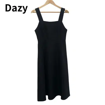 Dazy 슬리브리스 블랙 롱 원피스 심플 뒷면 지퍼