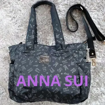 ANNA SUI 블랙 나일론 토트백 2way 숄더백 경량