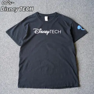 00s~ DISNEY TECH 티셔츠 반팔 블랙 구제 의류 L 디즈니