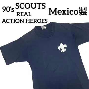 90s SCOUTS 리얼 액션 히어로즈 티셔츠 네이비 [멕시코제]