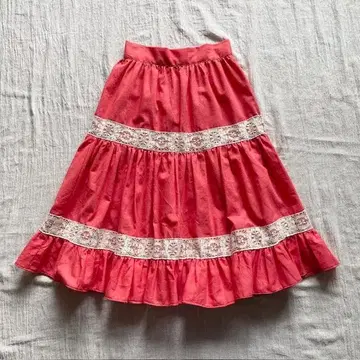 VINTAGE 티어드 스커트 썸머 스커트 코튼 레이스