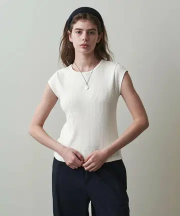 Steven Alan 패턴 메쉬 프렌치 슬리브 티셔츠