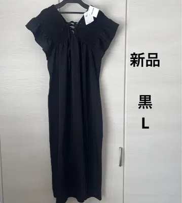 [새상품] 셔링 원피스 L 블랙