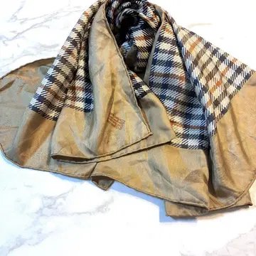 DAKS 체크 무늬 실크 혼방 스카프 약 70cm