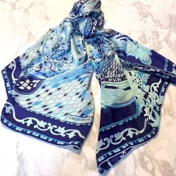 EMILIO PUCCI 실크 스톨 블루 계열