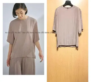 21ss 새상품급 자유구 워셔블 블라우스 새틴 드레이프 5부 소매 반팔