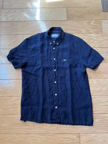 LACOSTE 라코스테 반팔 레귤러 핏 린넨 버튼 셔츠 마