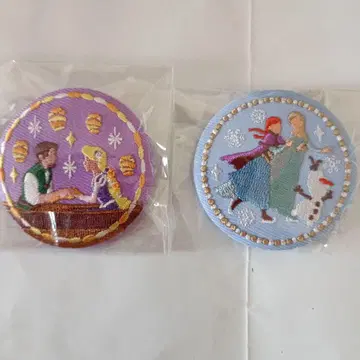 디즈니 자수 캔뱃지 라푼젤 겨울왕국 2개 세트
