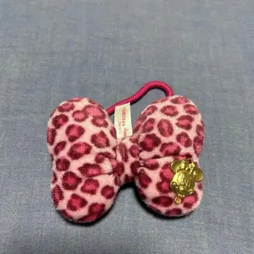 미니 머리끈 레오파드 무늬 핑크