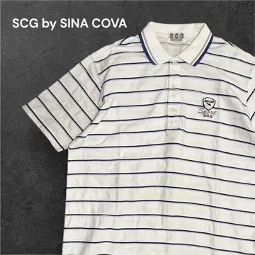 SCG by SINA COVA 시나코바 골프 남성용 피케 셔츠 보더