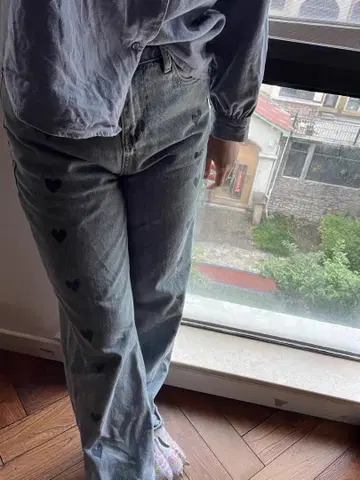 미사용품 kimhekim 하트 데님