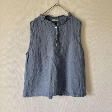 fog linen work 블라우스 슬리브리스 린넨