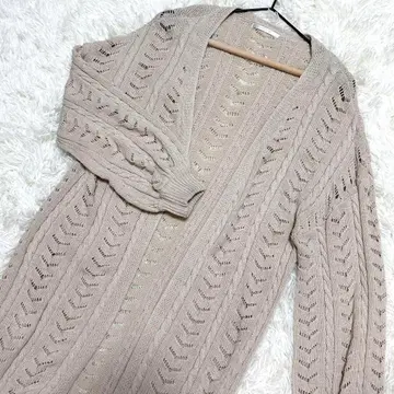 RETRO GIRL 새상품급 롱 가디건 시스루 베이지 (M)
