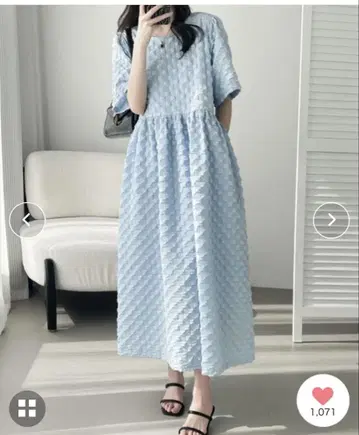 ABITOKYO 부푼 자카드 롱 원피스 엠보싱 롱 원피스