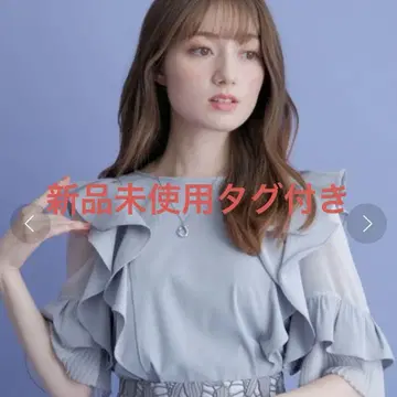 [새상품] 아푸와이저 리셰 시어 콤비 러플 블라우스 더스티