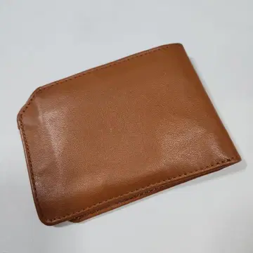 브라운 가죽 접이식 지갑