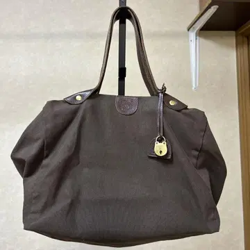 일비종떼 미니 보스턴 백 토트 캔버스 가죽 브라운 열쇠