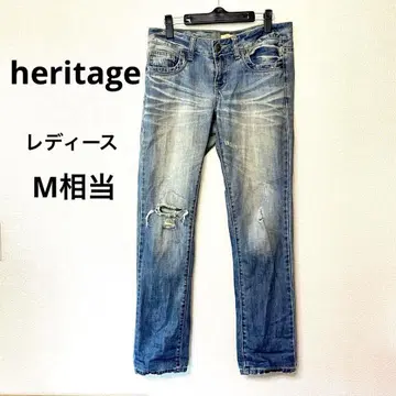 헤리티지 데미지 진 스트레이트 데님 로우라이즈 여성용 M 상당
