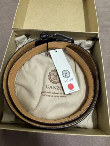 GANZO 브라이들 가죽 페더 벨트 M 사이즈 다크 브라운 간조