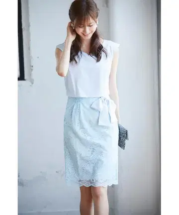 tocco closet 리본 플라워 레이스 절개 2WAY 원피스