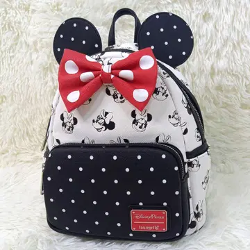 컨디션 최상 Disney LoungeFly 백팩 미니 도트 리본