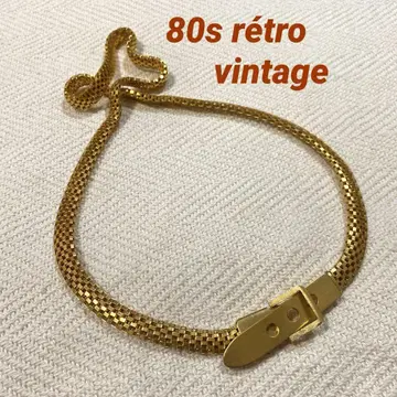 80s 빈티지 뱀 무광택 흰금 골드 장식 벨트 레트로