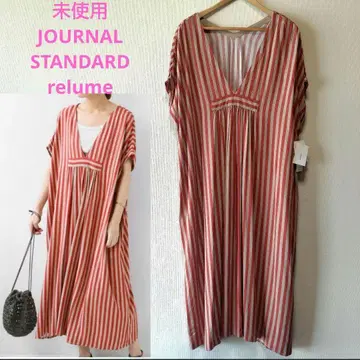 미사용 JOURNAL STANDARD relume 스트라이프 반팔 원피스