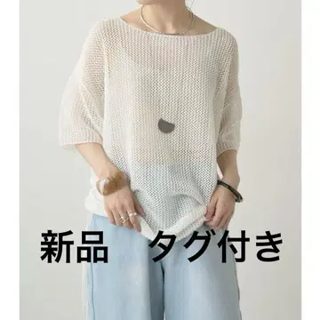 [Omekashi] 드로스트 메쉬 니트 메쉬 풀오버 썸머 니트