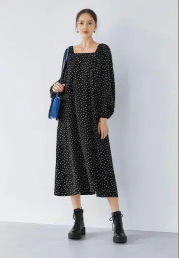 새상품급 STYLE DELI 도트 무늬 스퀘어넥 원피스 02