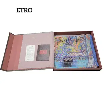 [미사용] ETRO 스카프 136 x 44 실크 페이즐리 라이트 블루