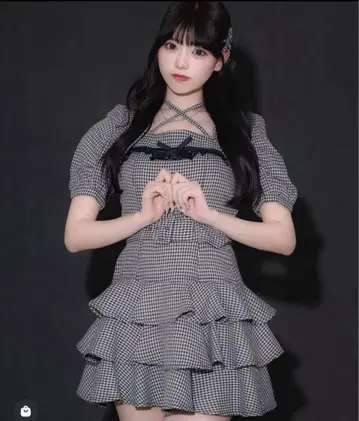 pium 티어드 프릴 미니 원피스 깅엄