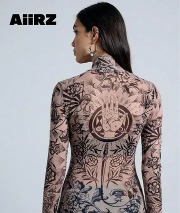 Aiirz 타투 패턴 긴팔 셔츠