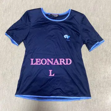 LEONARD 네이비 반팔 티셔츠 L 면 100%