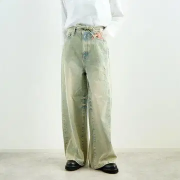 미사용 MAISON SPECIAL 컬러 데님 팬츠 와이드 배기