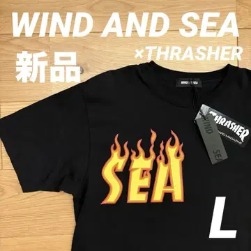[새상품] THRASHER x WIND AND SEA 블랙 티셔츠
