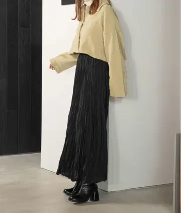 hinari 히나리 빈티지 새틴 와셔 스커트 블랙 S