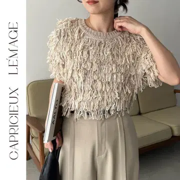 새상품 CAPRICIEUX LE'MAGE 루프 프린지 반팔 풀오버 9