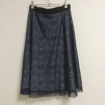 레이스 무늬 2way 플레어 스커트