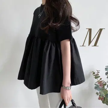 M 페플럼 이소재 절개 프릴 티셔츠 여성용