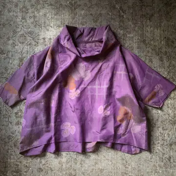 진품 90년대 꽃무늬 일본풍 패턴 셔츠 풀오버 분위기 vintage 퍼플