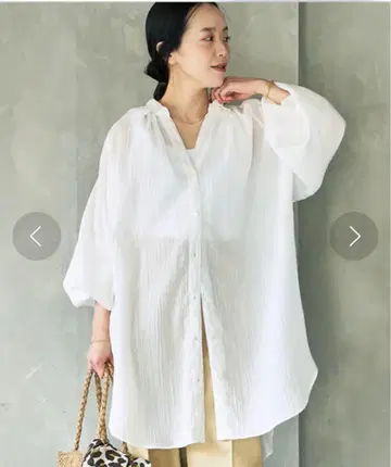 plage 24SS Crepe Long 셔츠 화이트