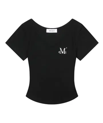 mucent 무센트 티셔츠 블랙 V넥 티셔츠 ONE SIZE