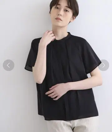 INDIVI 시어 스트라이프 래글런 반팔 블라우스 사이즈 38 (M)