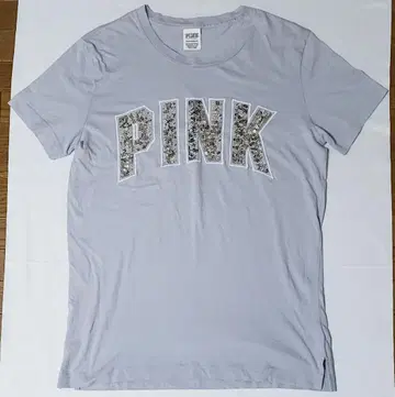 빅토리아시크릿 PINK 로고 스팽글 그레이 티셔츠