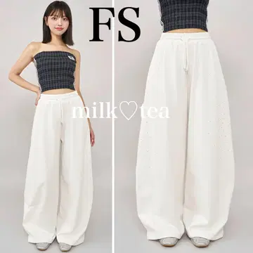 택 포함 새상품 다리치 샤이니 배럴 스웨트 팬츠 FS 화이트
