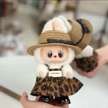 러브 코스튬 3개 세트 표범 패턴 밀짚모자 포함 봉제 인형용