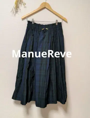 ManueReve 마뉴레브 체크 무늬 플레어 스커트 세련된